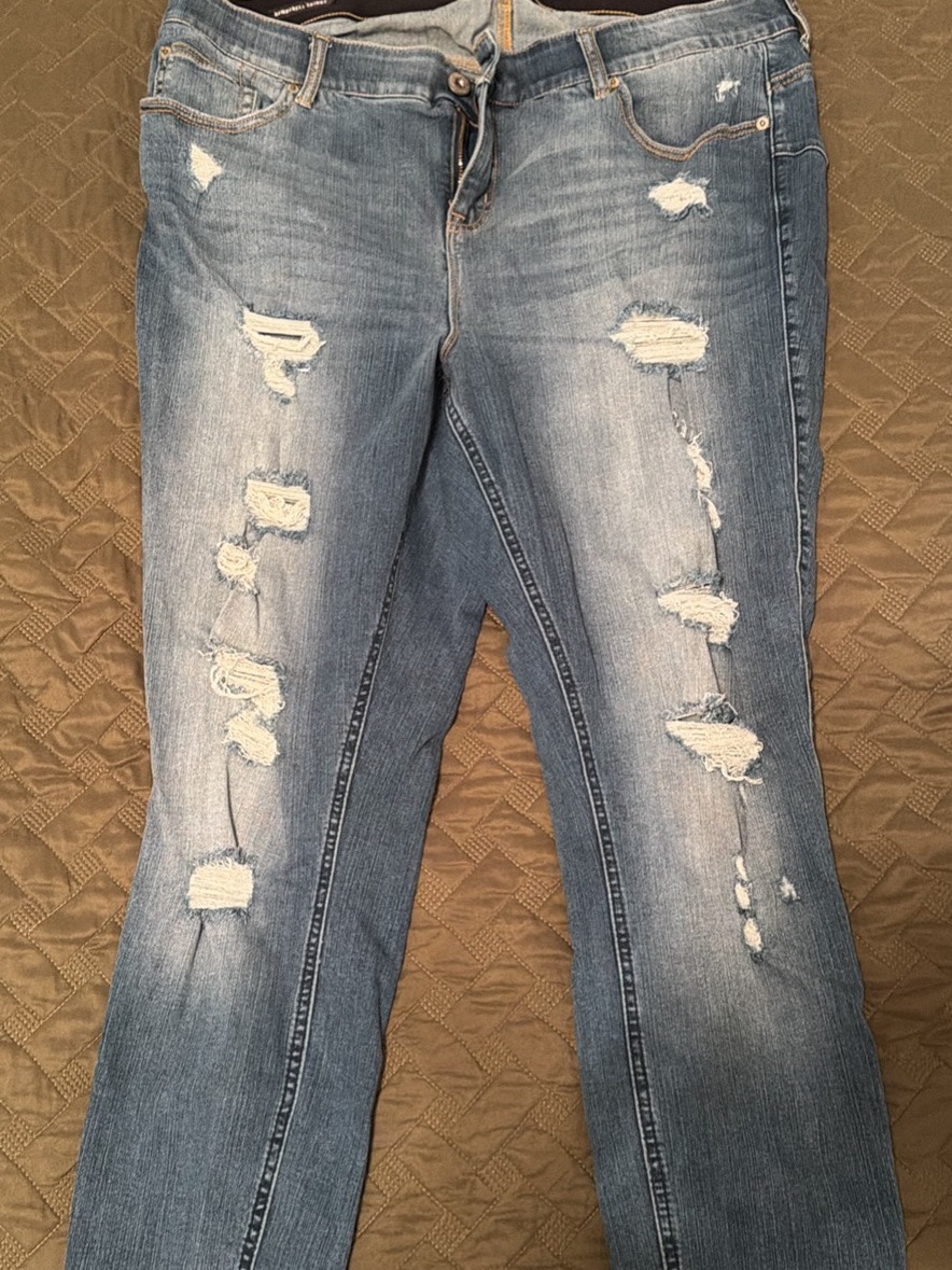 Torrid Distressed Light Blue Flare Jeans